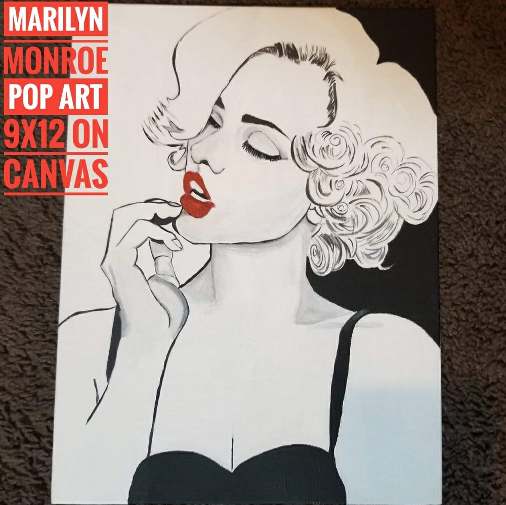 Hand Painted Marilyn Monroe Pop Art 9x12 on Canvas